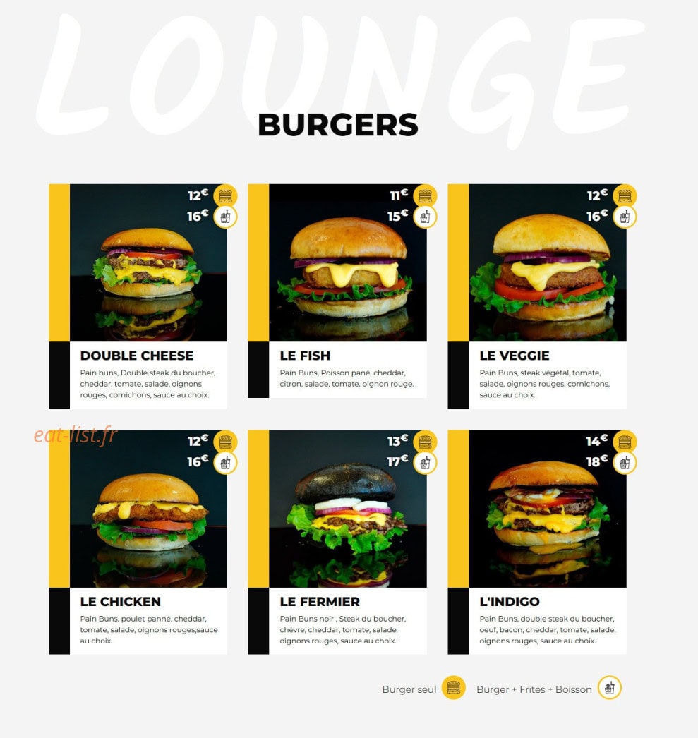 The Lounge Burger — carte page 1