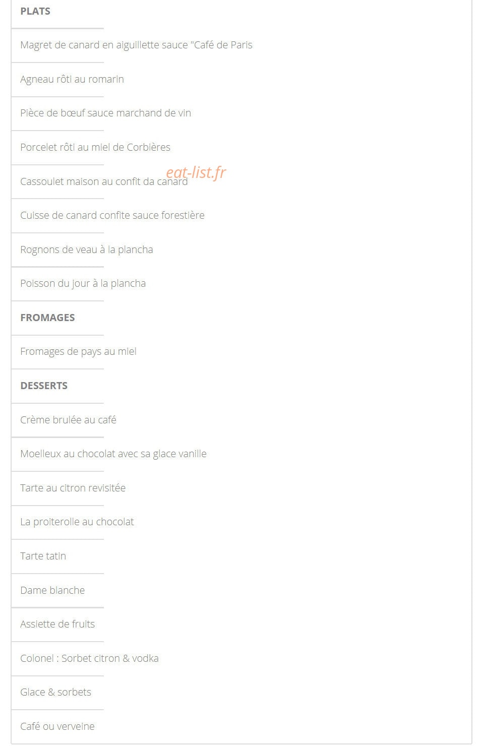 Restaurant du Château de Cavanac — carte page 4
