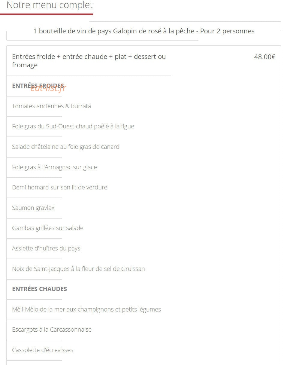 Restaurant du Château de Cavanac — carte page 3