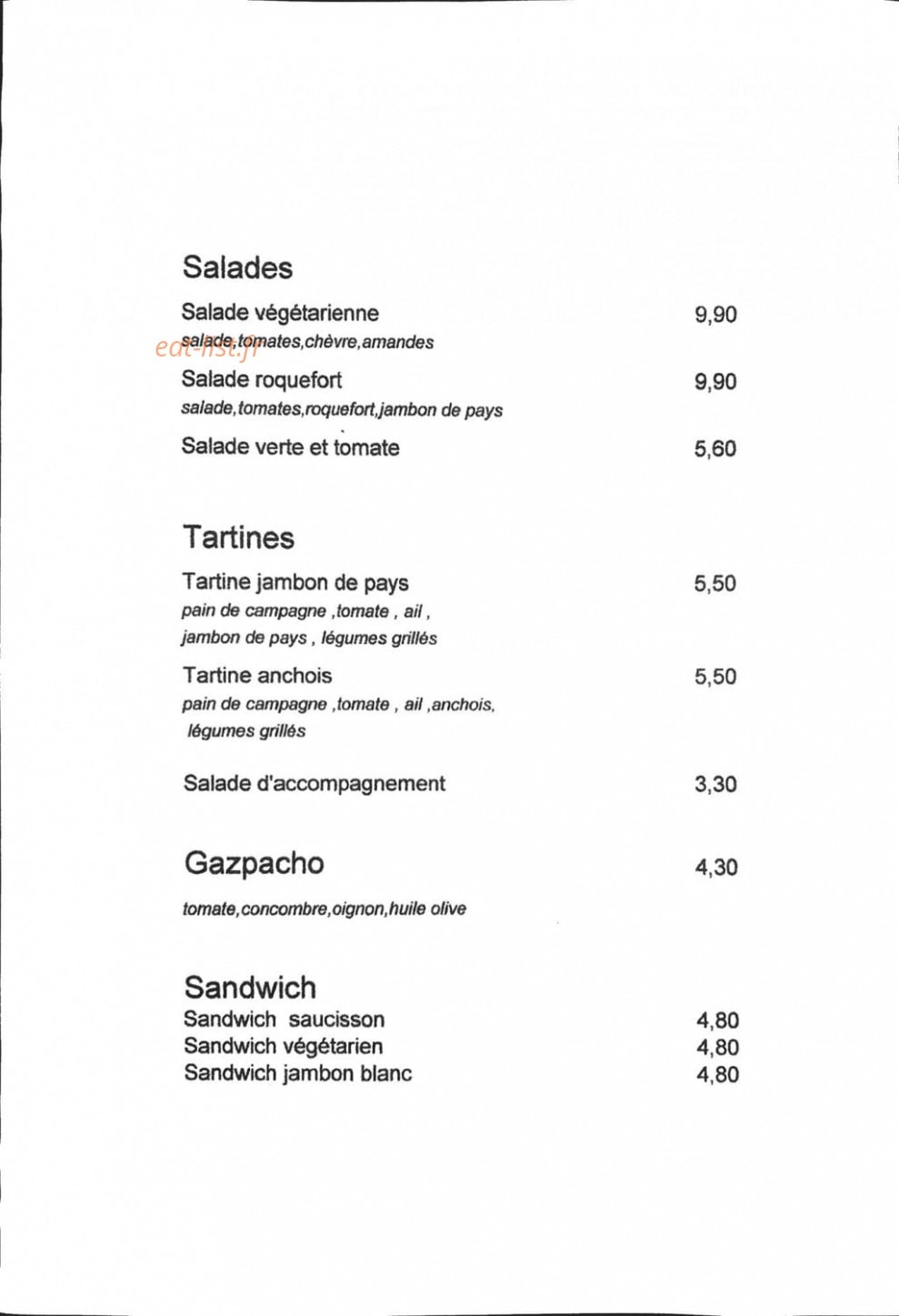 la buvette — carte page 1