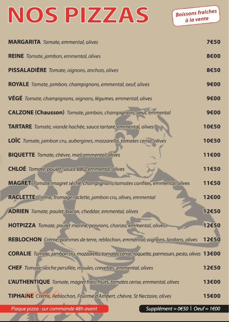 L'authentique pizza — carte page 2