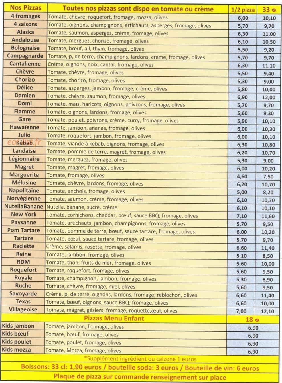 Pizzéria de la Gare — carte page 2