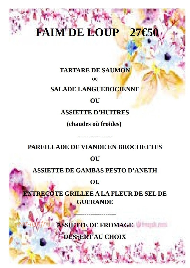 Carte et menu de Pizzeria chez Hervé dit "La Mouche" à Salleles d'Aude — Menus Faim de loups