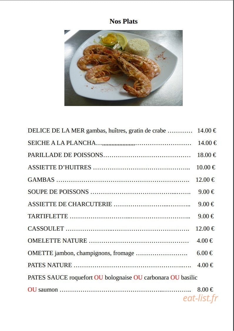 Carte et menu de Pizzeria chez Hervé dit "La Mouche" à Salleles d'Aude — Les plats