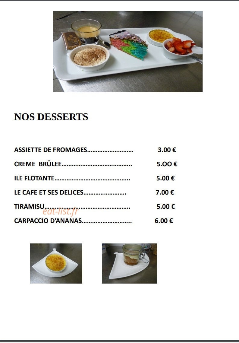 Carte et menu de Pizzeria chez Hervé dit "La Mouche" à Salleles d'Aude — Les desserts