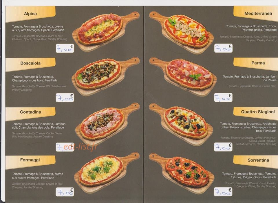 Pizzeria conquoise — carte page 1