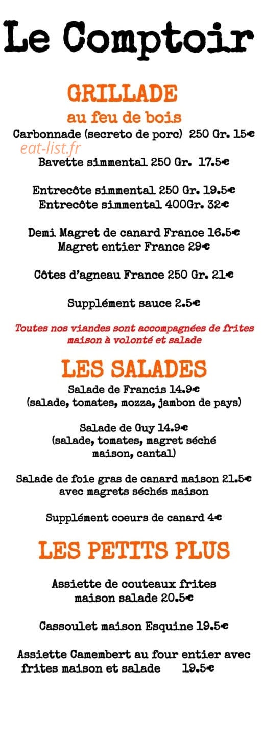 Le Comptoir — carte page 2