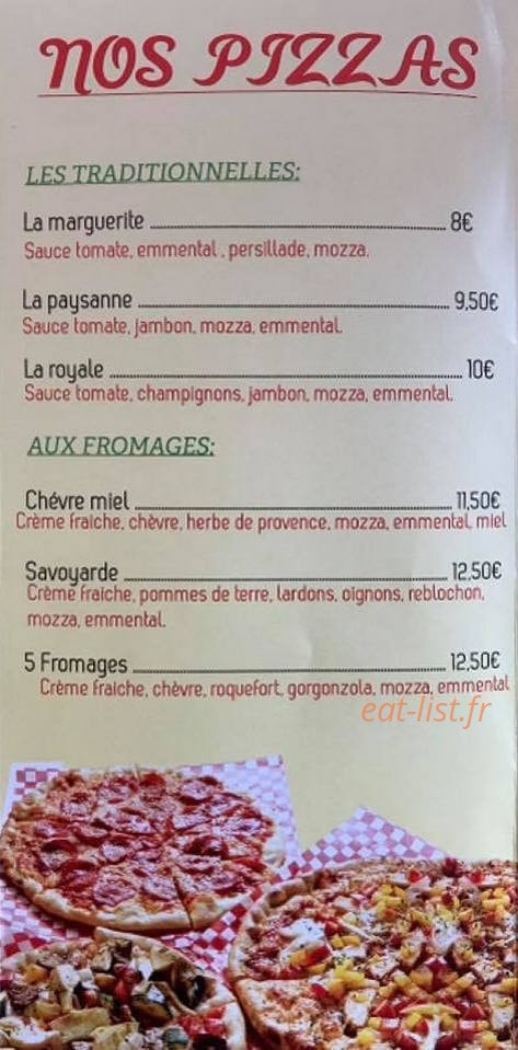 Carte et menu de Pizzeria chez Fanny à Pennautier — Les pizzas page 2