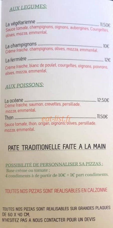 Carte et menu de Pizzeria chez Fanny à Pennautier — Les pizzas page 3