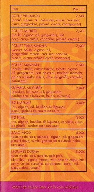 Curry et Cie — carte page 3