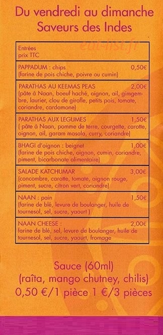 Curry et Cie — carte page 2