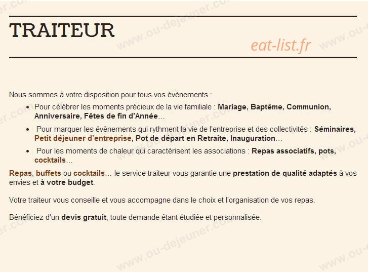 Bruni Traiteur — carte page 1