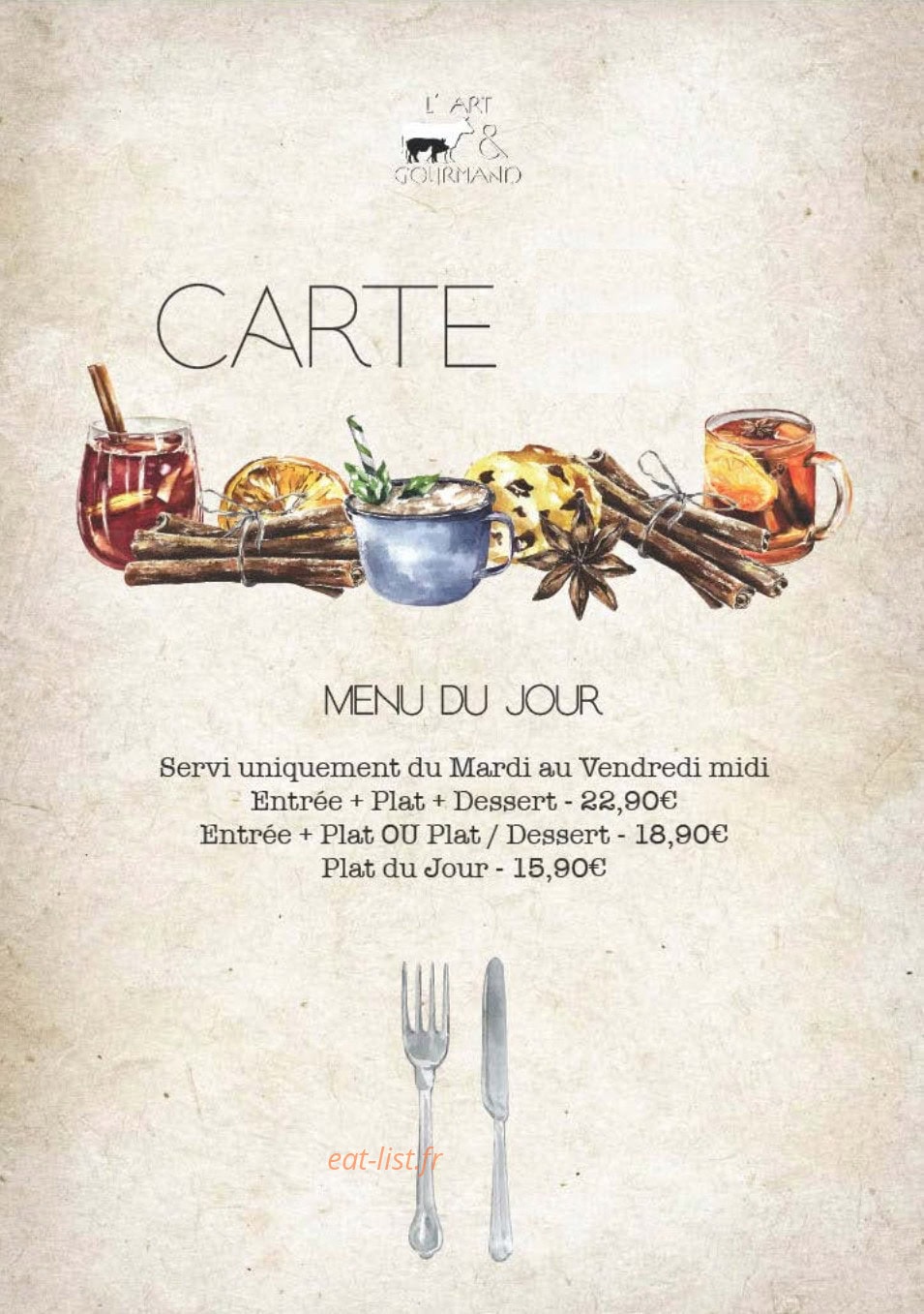 L'Art & Gourmand — carte page 1