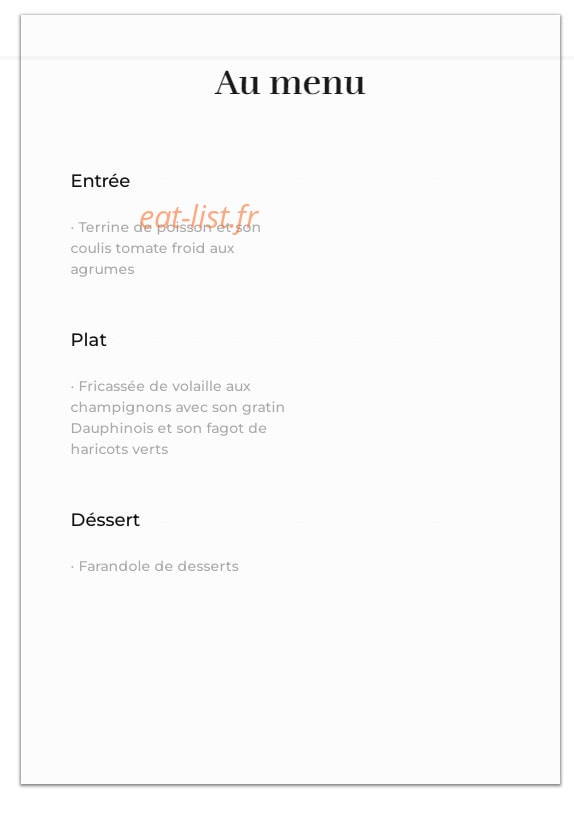 Chez Bibiche — carte page 1