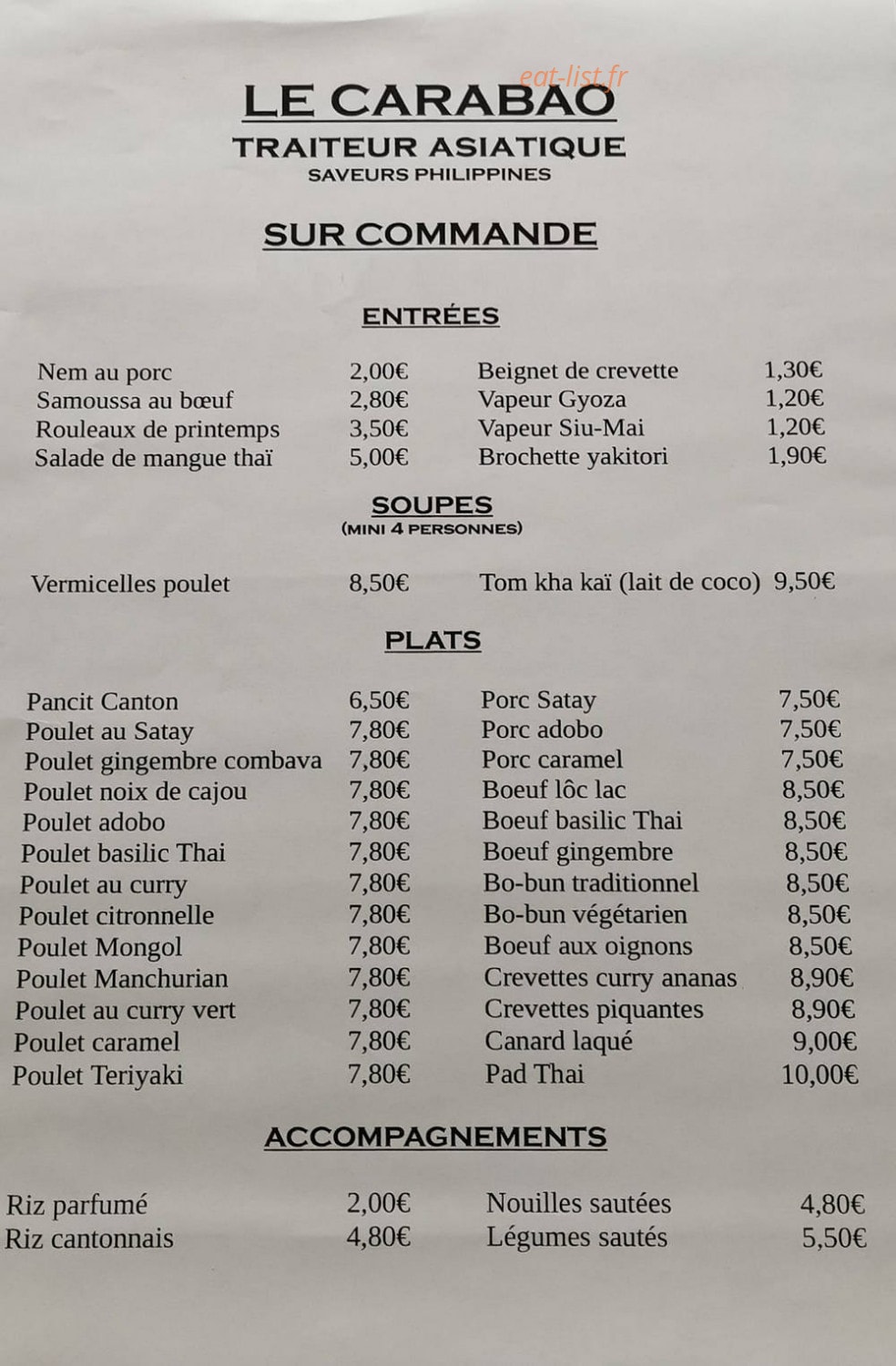 Le Carabao — carte page 1