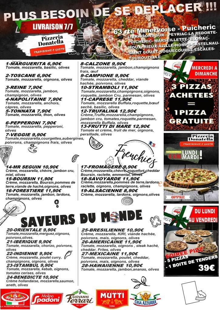 Pizzeria Donatella — carte page 1