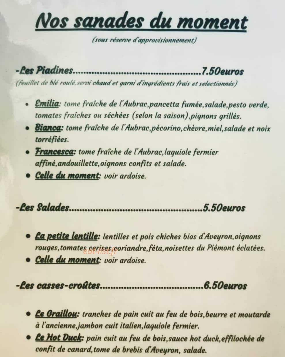 Au Passage — carte page 1