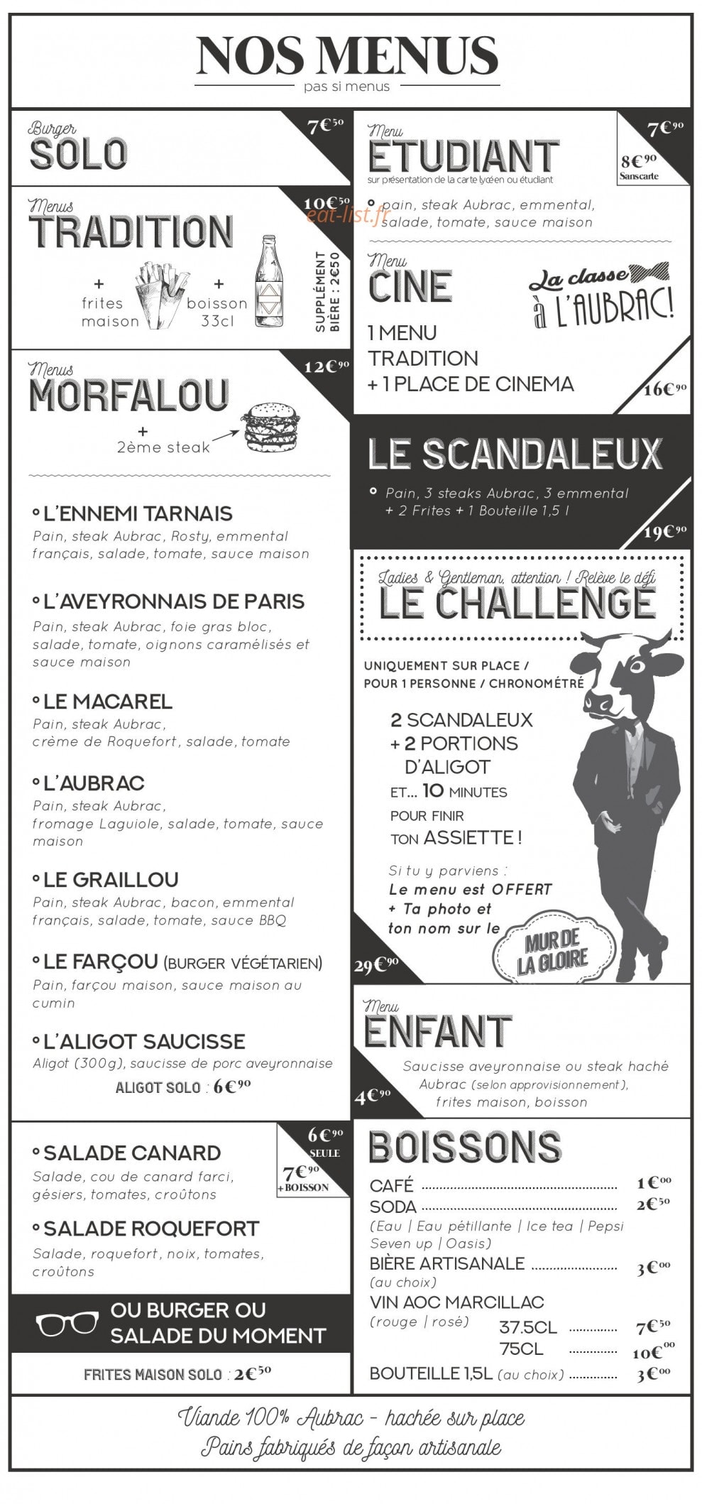 Aubrac Burger — carte page 2