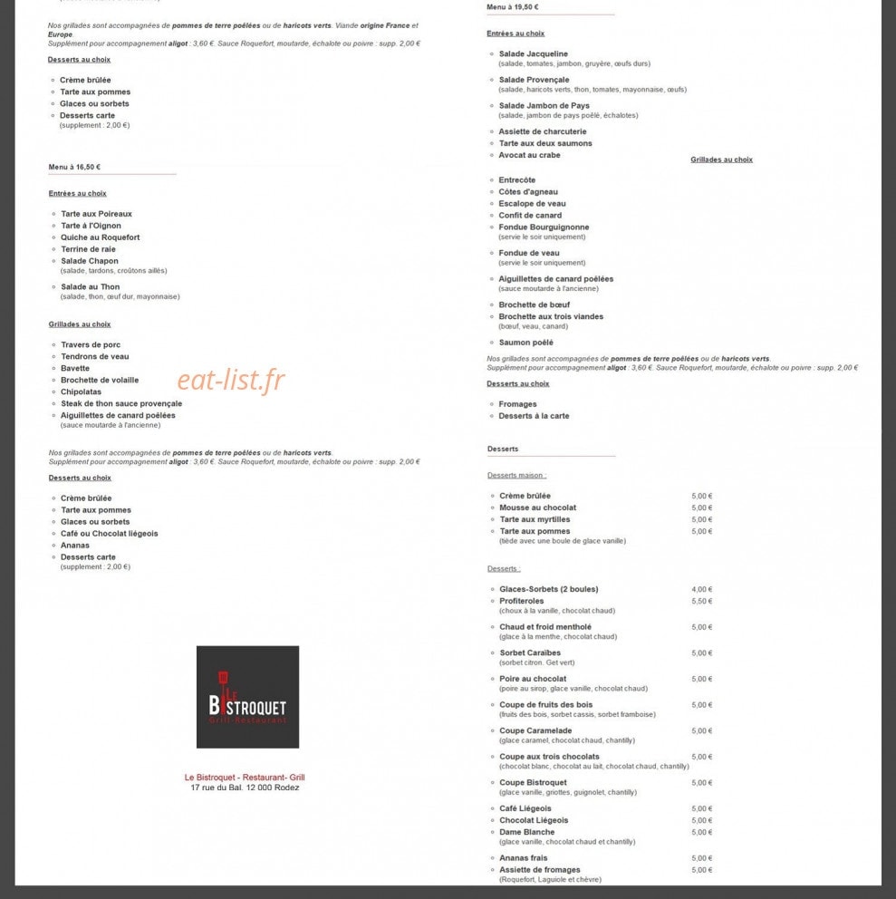 Le Bistroquet — carte page 2
