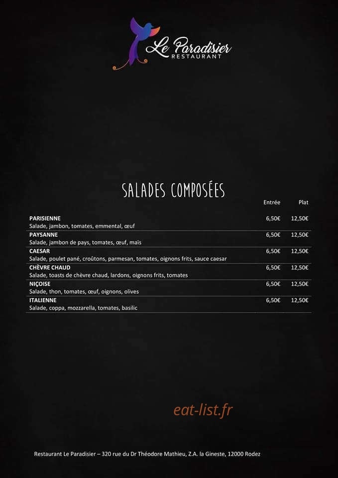 Le Paradisier — carte page 8
