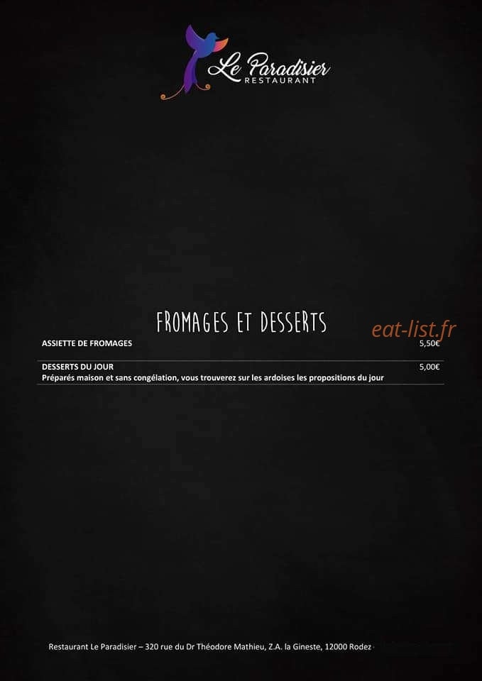 Le Paradisier — carte page 6