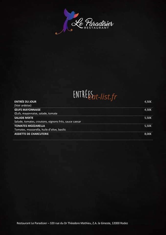 Le Paradisier — carte page 4