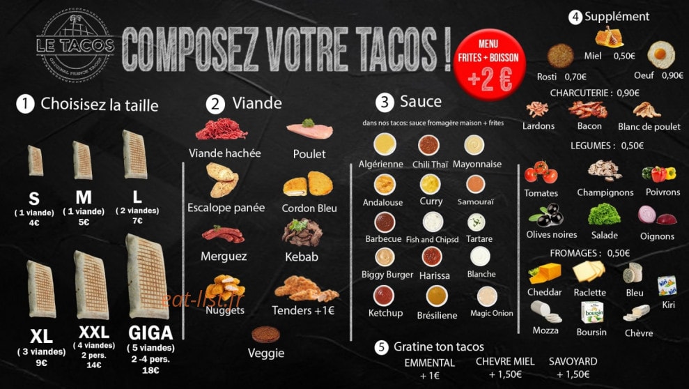 Le Tacos — carte page 1