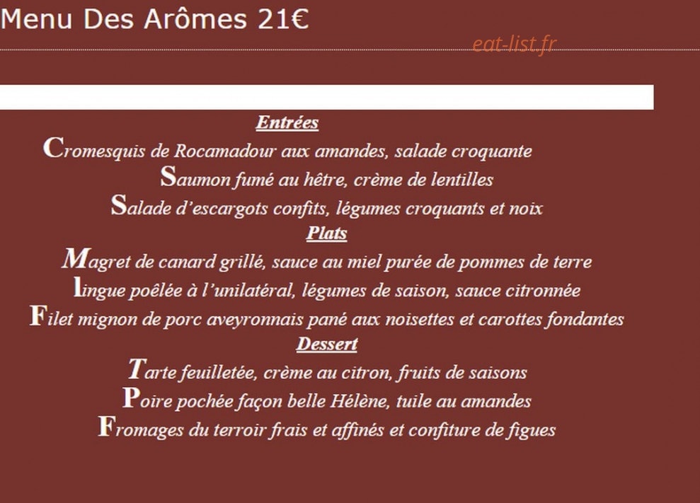 Les Arômes — carte page 2