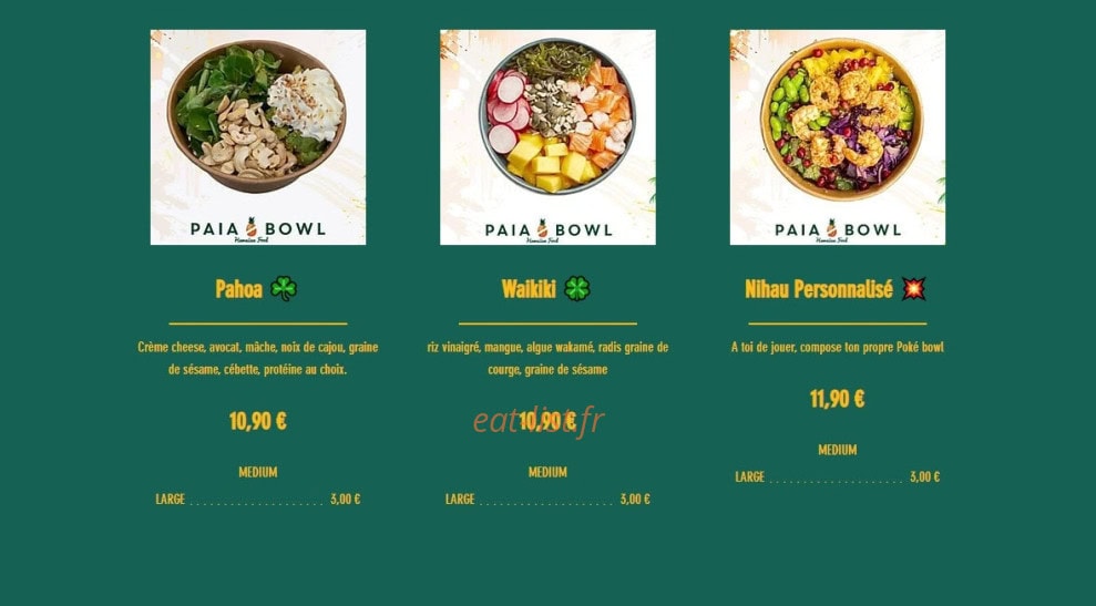Paia Bowl — carte page 3