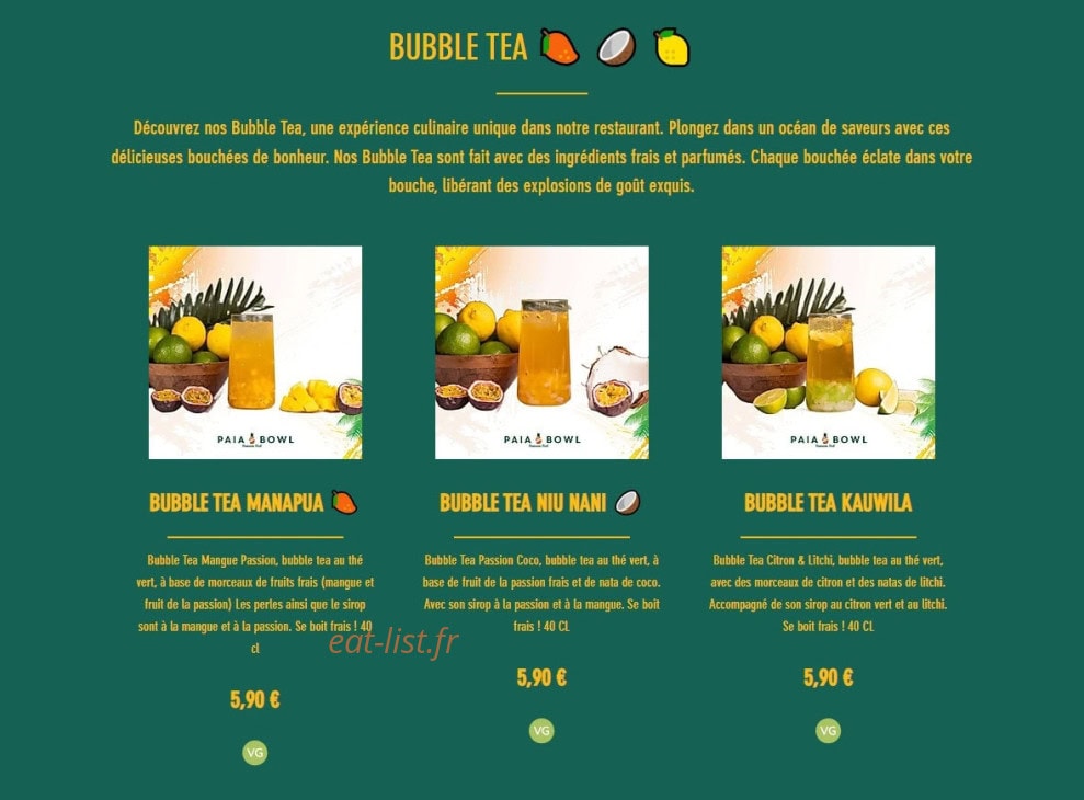 Paia Bowl — carte page 13