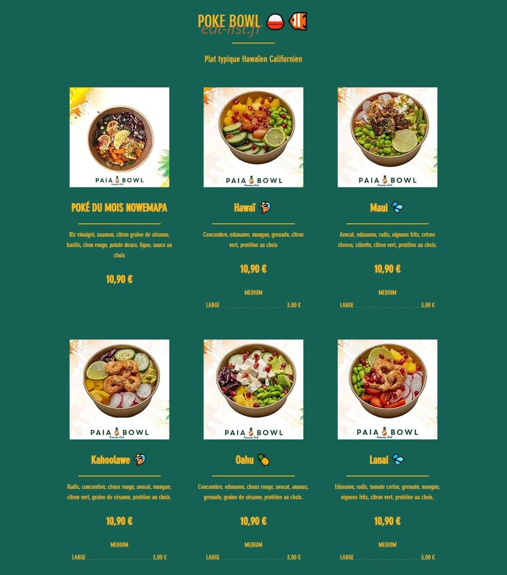 Paia Bowl — carte page 2
