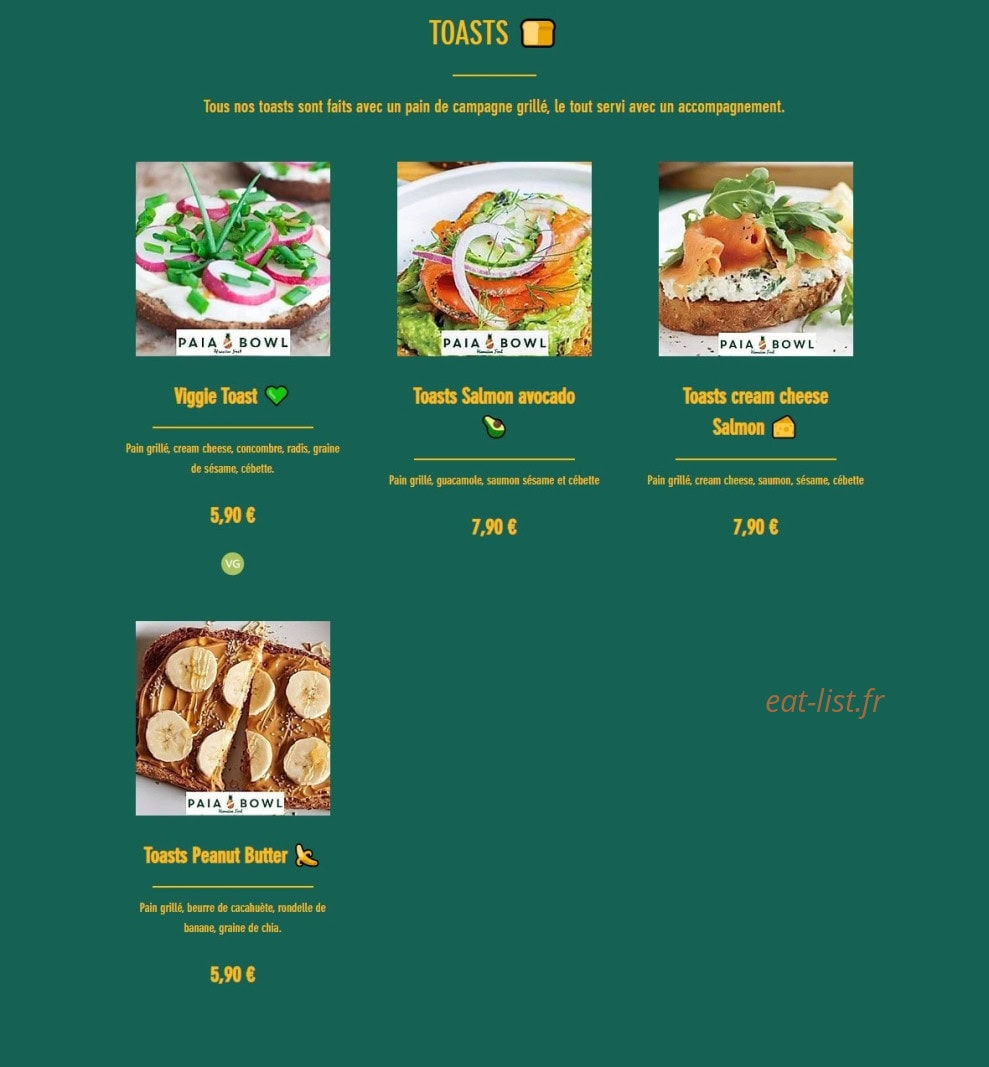 Paia Bowl — carte page 7