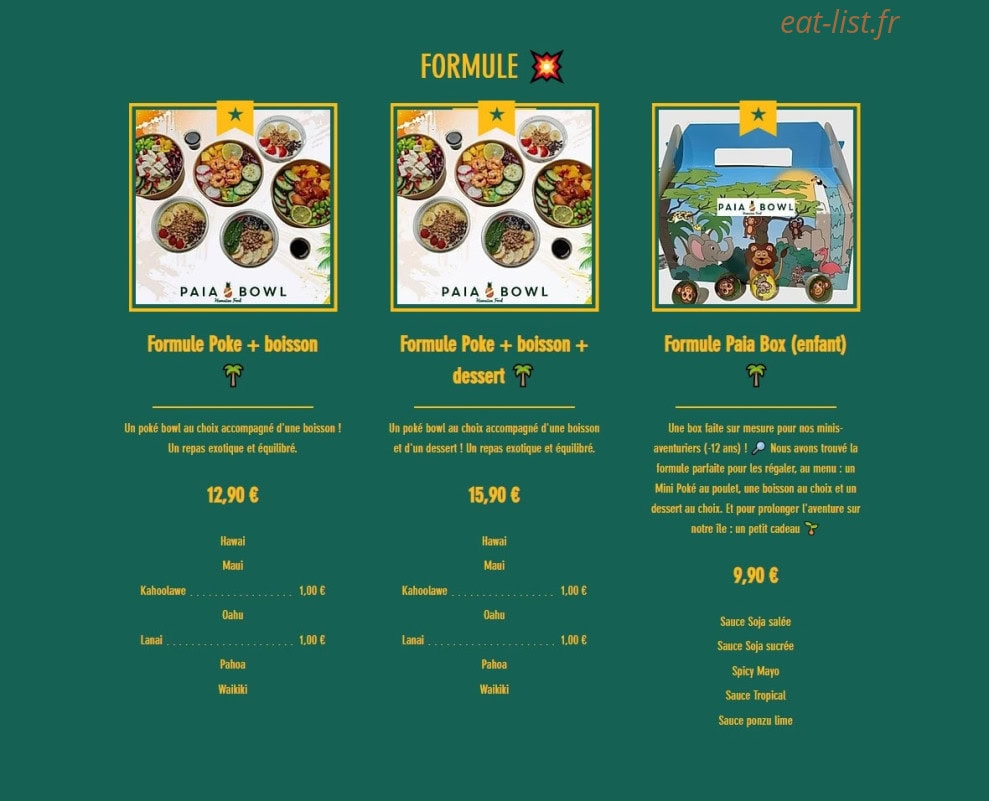 Paia Bowl — carte page 1
