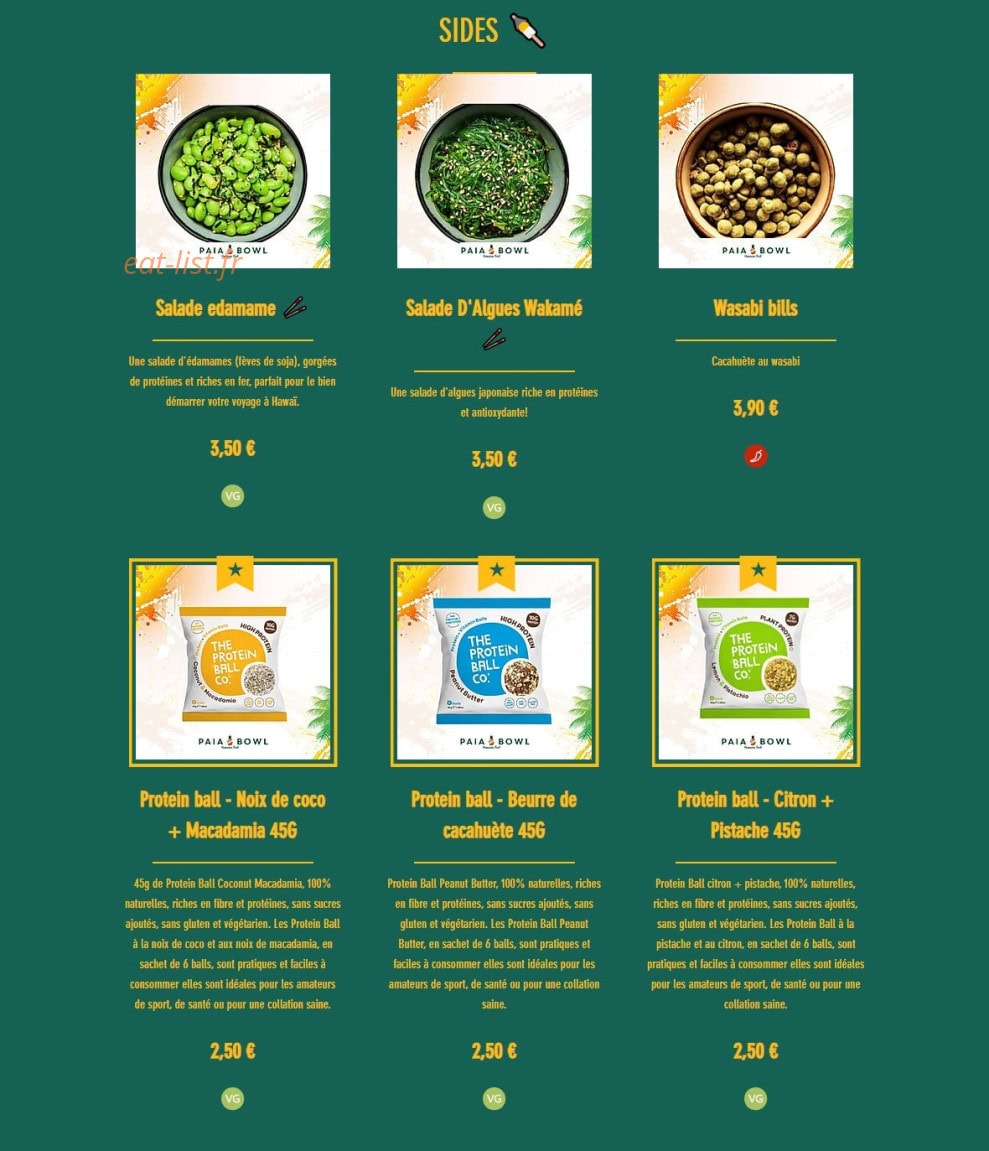 Paia Bowl — carte page 6
