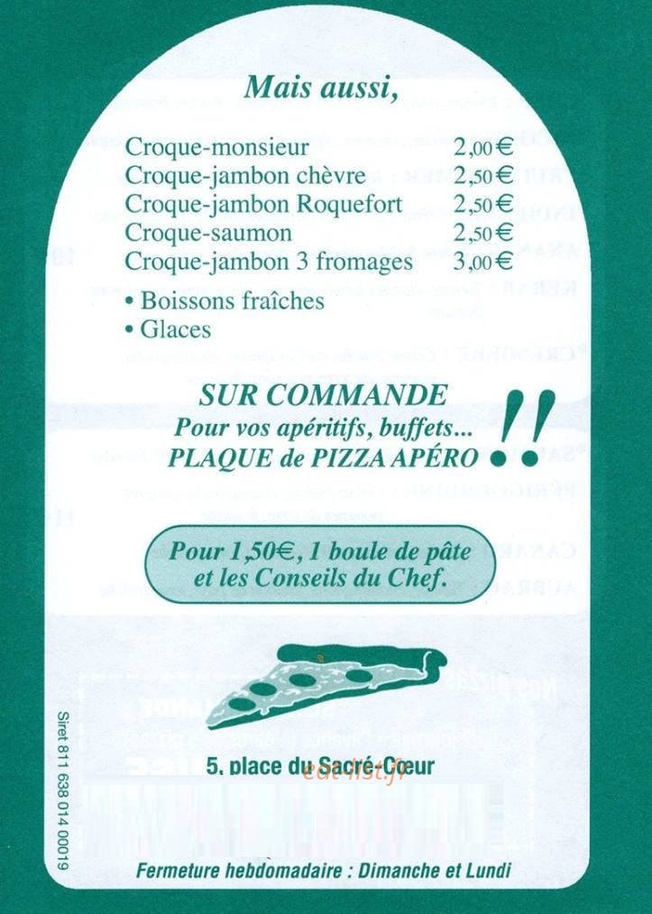 Pizza du faubourg — carte page 4