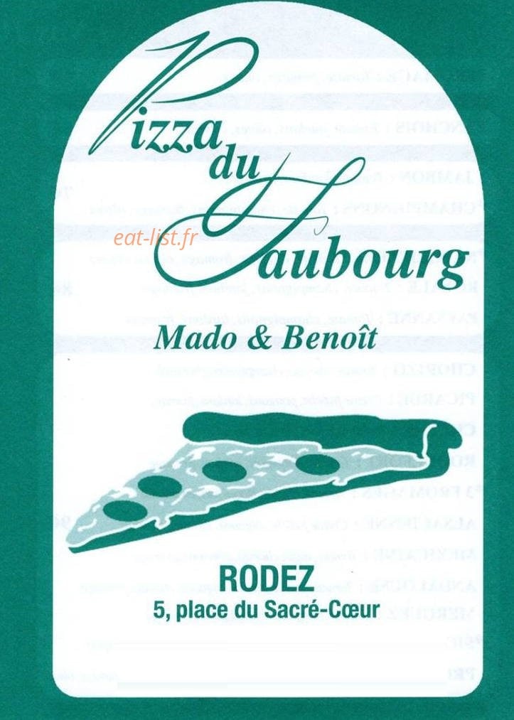 Pizza du faubourg — carte page 1