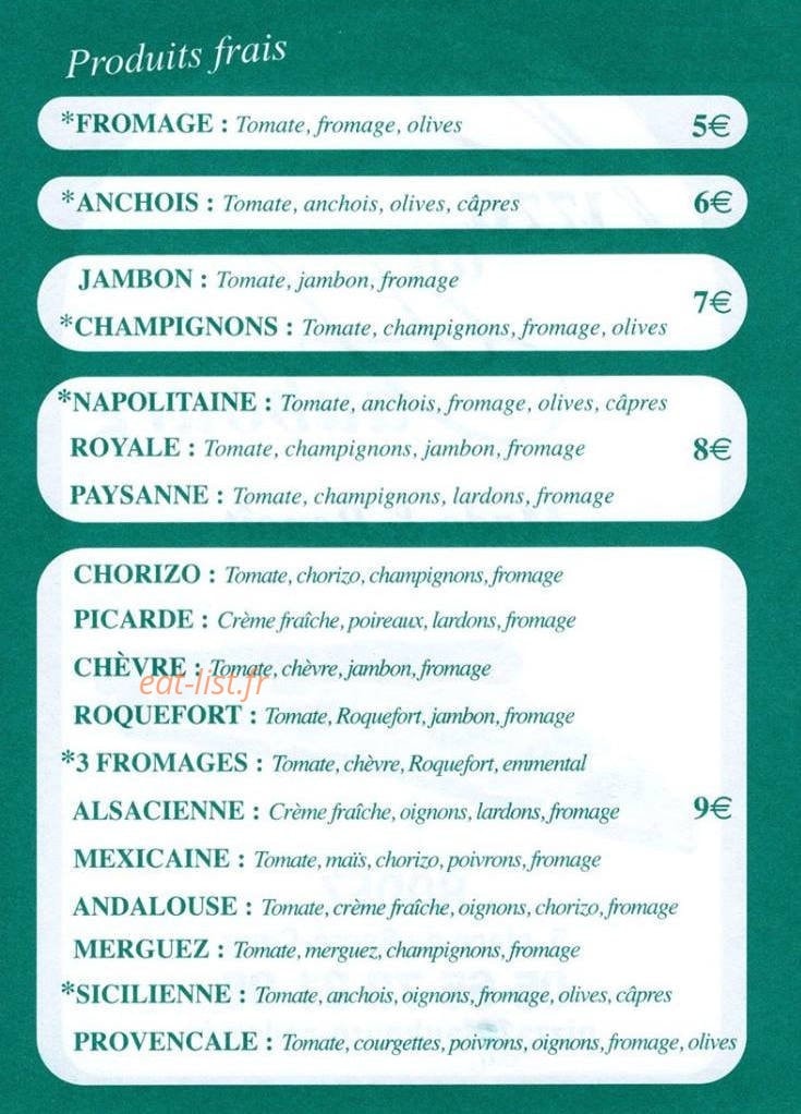 Pizza du faubourg — carte page 2