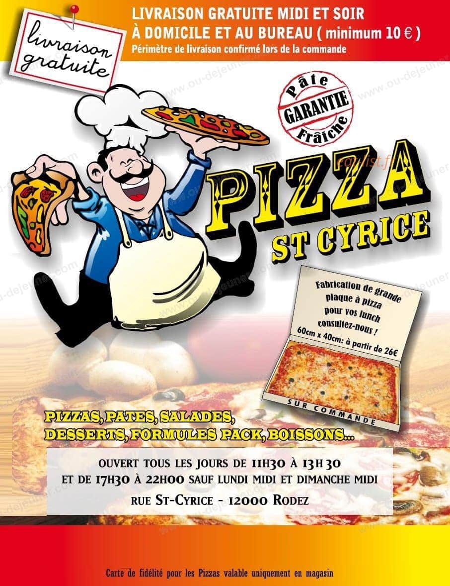 Pizza Saint Cyrice — carte page 1
