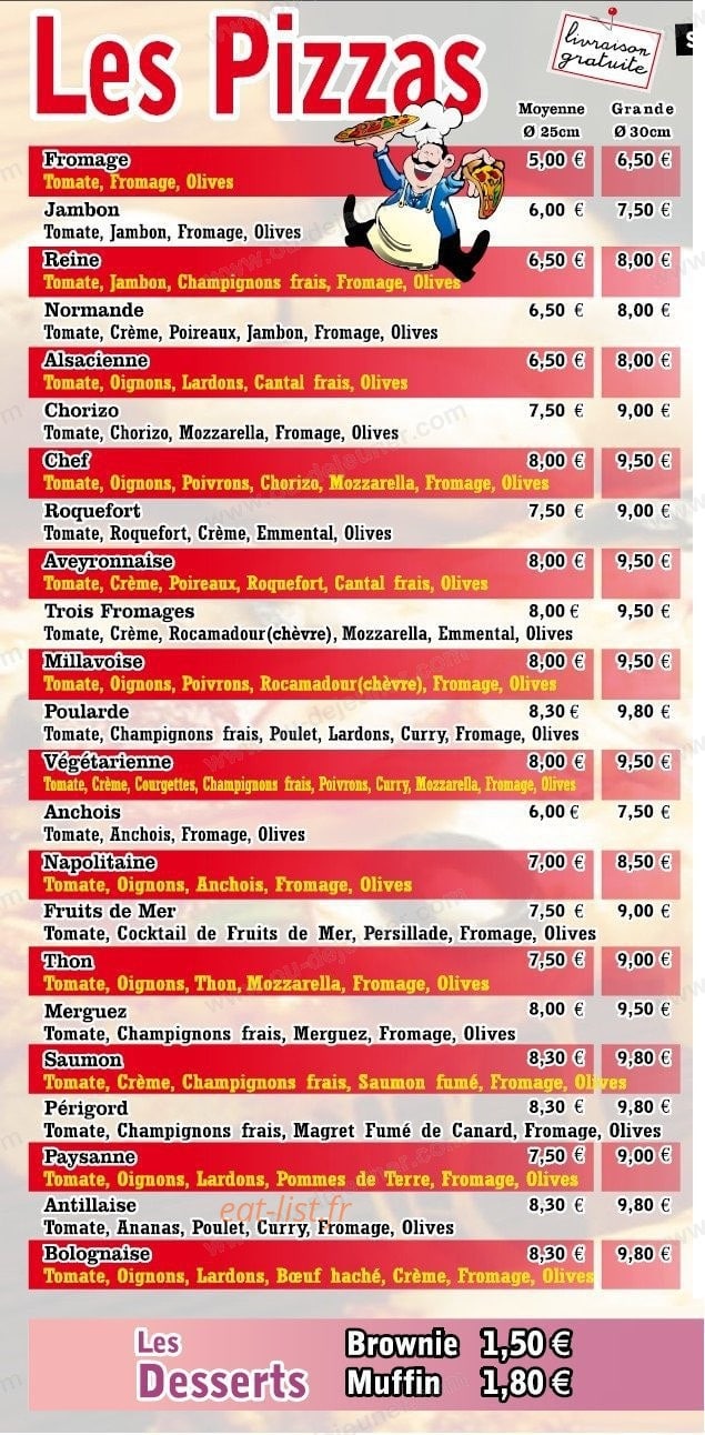 Pizza Saint Cyrice — carte page 2