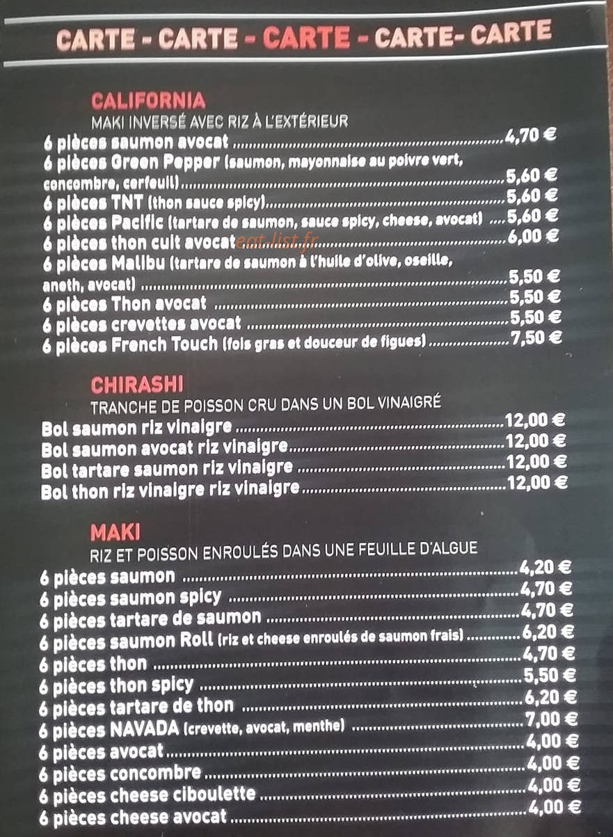 Sushi Japonais — carte page 3