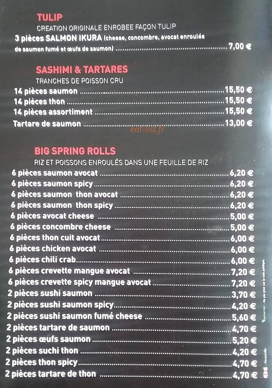 Sushi Japonais — carte page 2