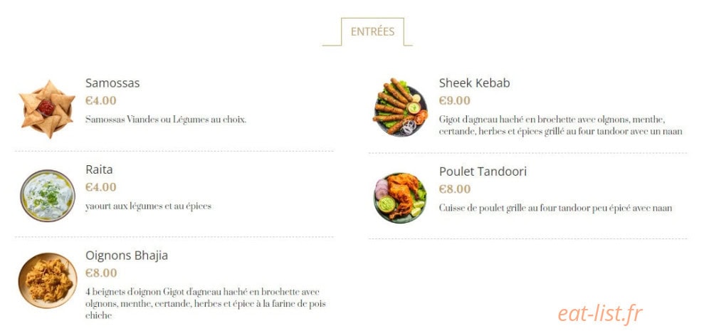 Sylhet Naan Kebab — carte page 1
