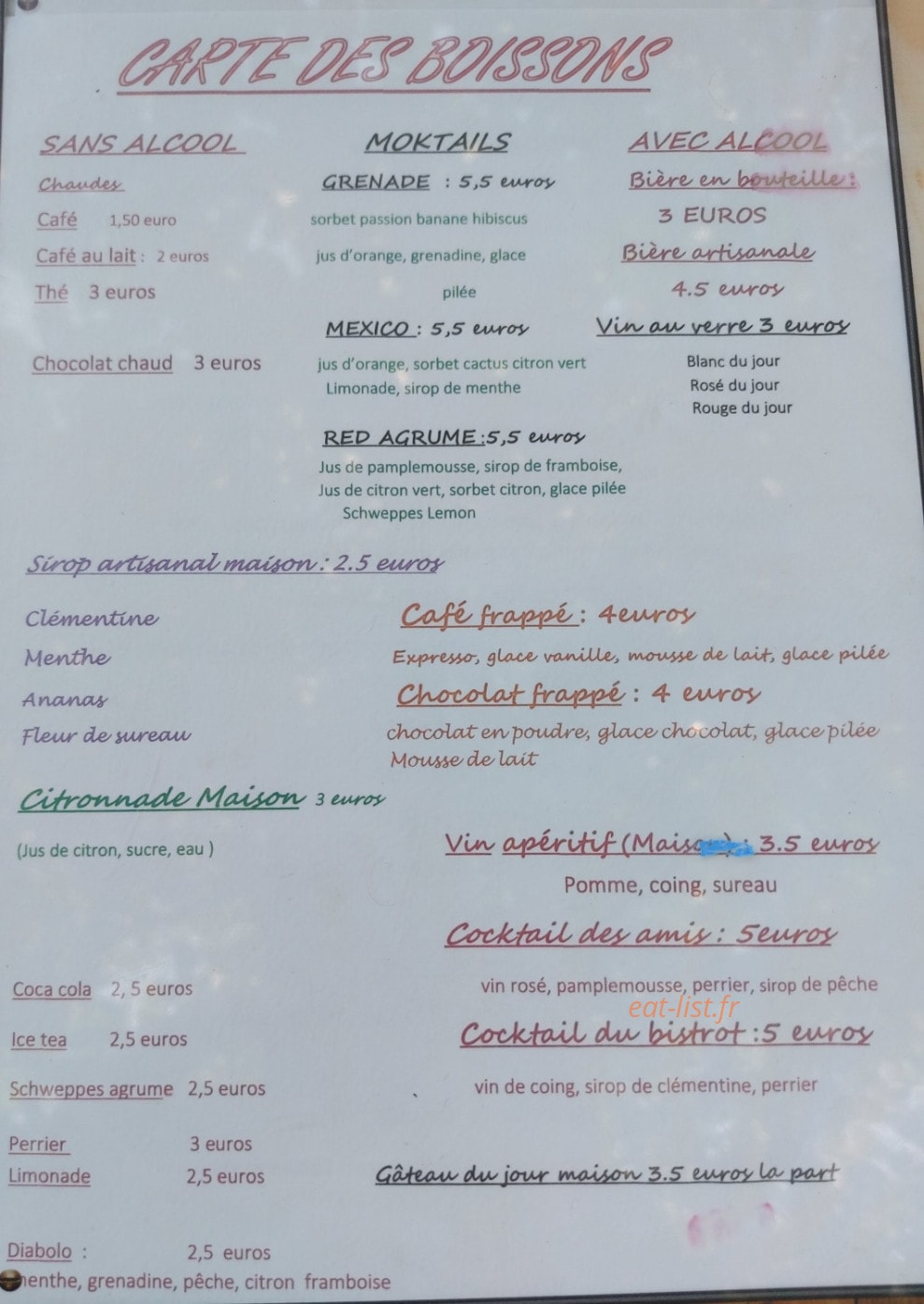 Le Bistrot des Amis — carte page 2