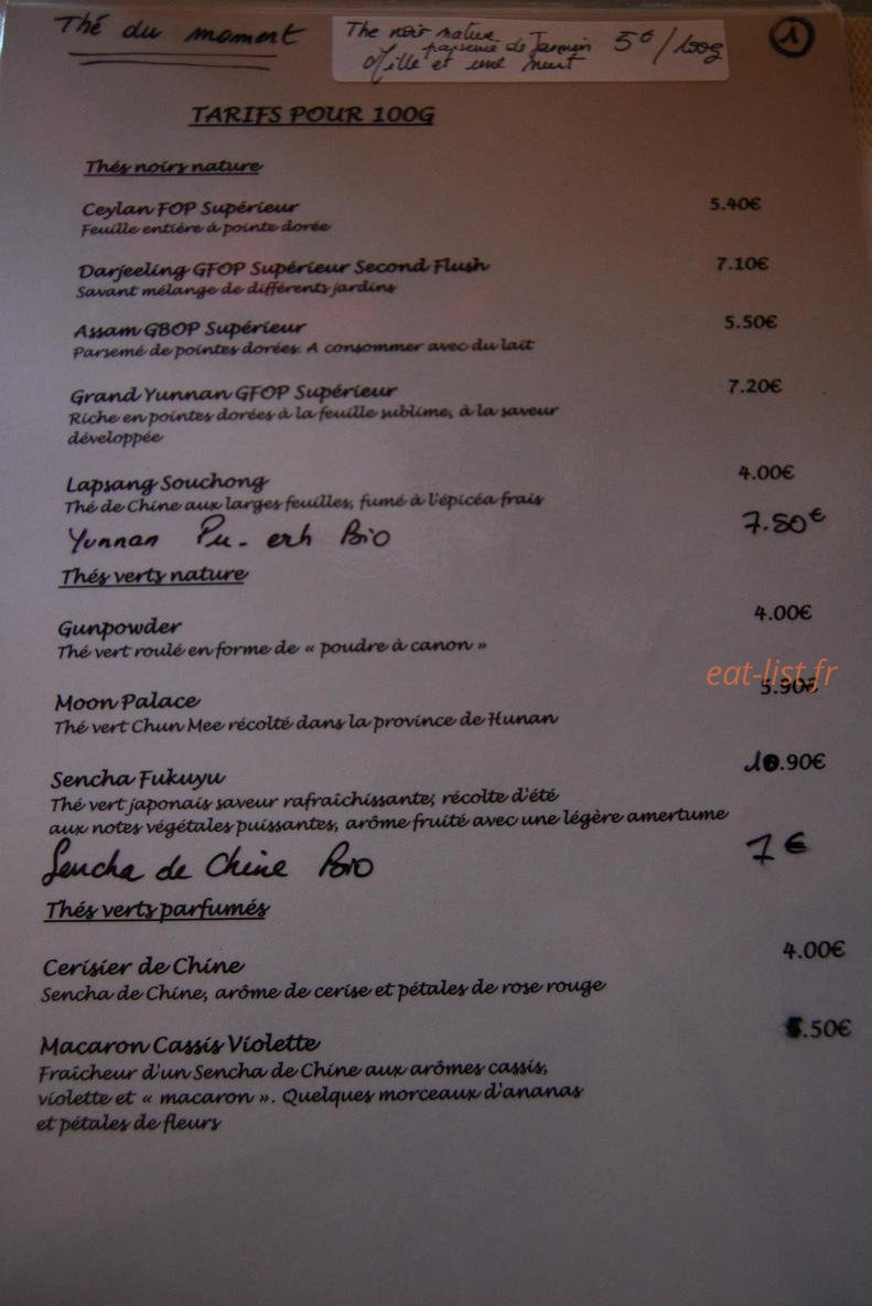 Affini'Thé — carte page 1