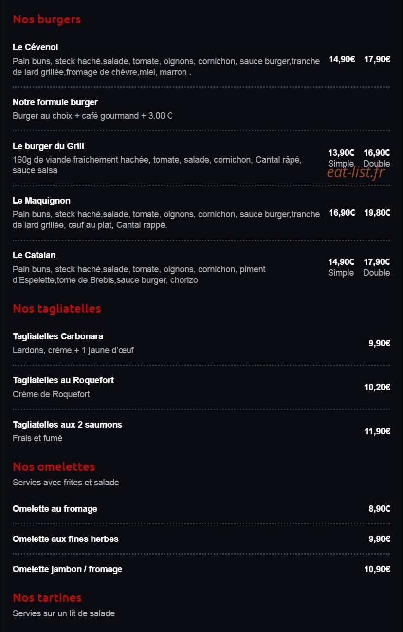 Grill de la tour — carte page 3