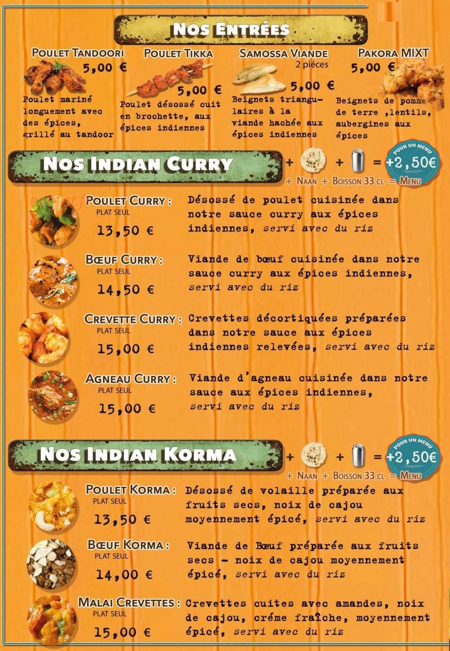 Indian naan kebab — carte page 2