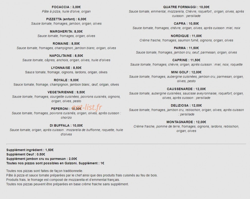 L'atelier pizza — carte page 1