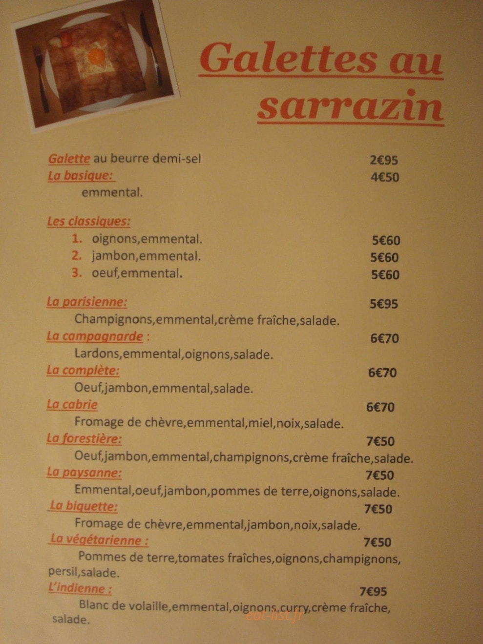 La creperie du beffroi — carte page 2