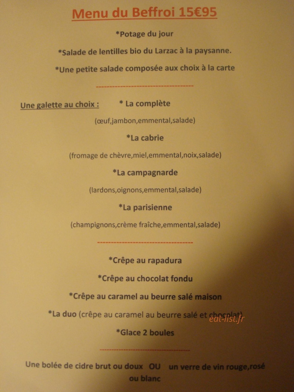 La creperie du beffroi — carte page 6