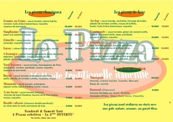 La pizza de la Mama — carte page 1